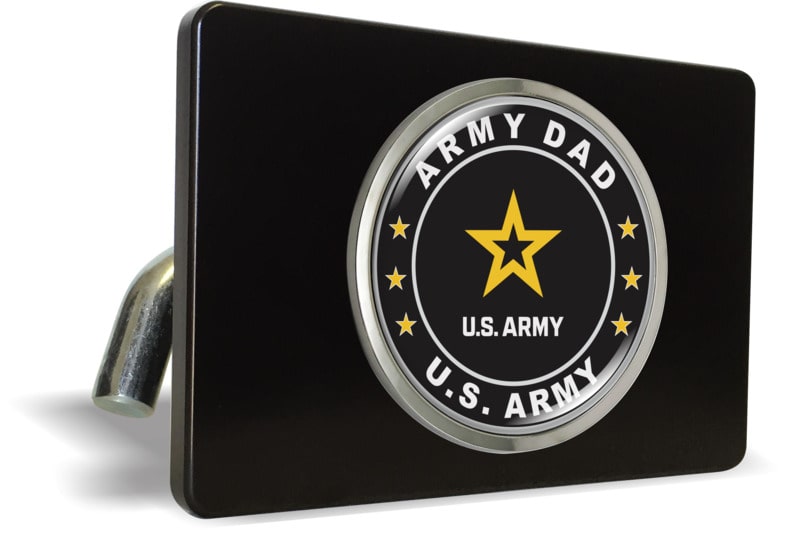 U.S. Army Dad - Tow Hitch Cover with Chrome Emblem